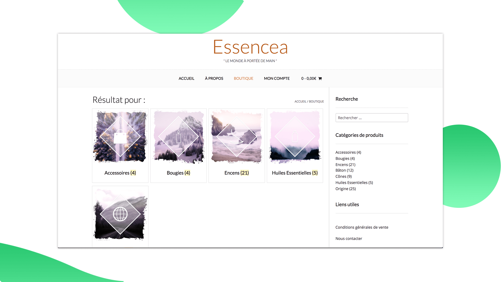 Essencea - Site e-commerce d'encens en ligne